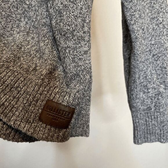 Hollister Mens Fair Isle Crew Neck Sweater Blue Gray Knit Pullover - Picture 7 of 8